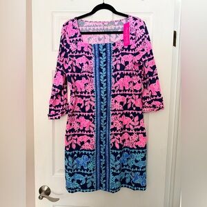 NWT Lilly Pulitzer Bailee dress High Tide Navy Perfect Pair Engineered XL